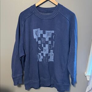 Aerie Navy Graphic Crewneck Sweater